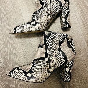 Leather snake skin heeled Marc Fisher boots, worn twice